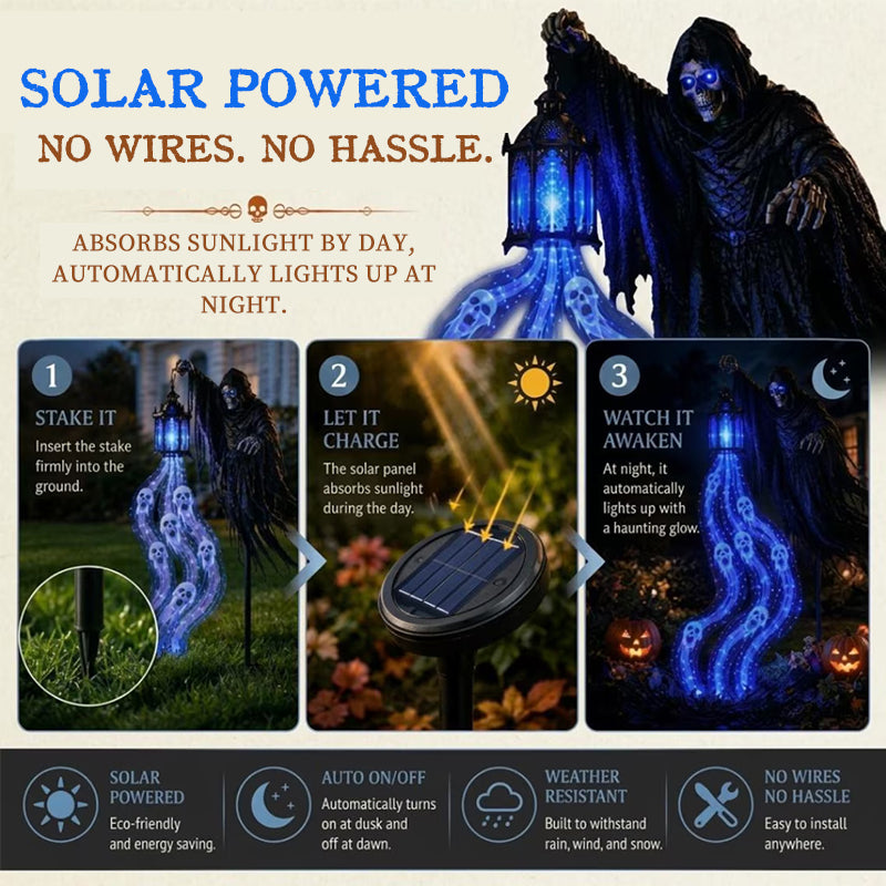 Grim Reaper Animated Garden Light – Halloween Yard Decor