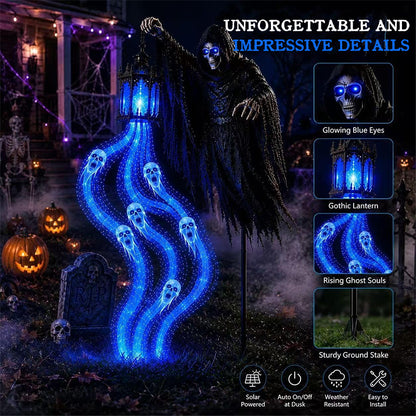 Grim Reaper Animated Garden Light – Halloween Yard Decor