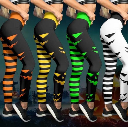 Halloween Pumpkin Print Leggings for Women