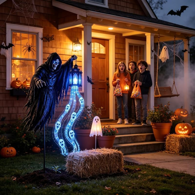 Grim Reaper Animated Garden Light – Halloween Yard Decor