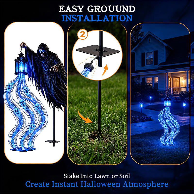 Grim Reaper Animated Garden Light – Halloween Yard Decor
