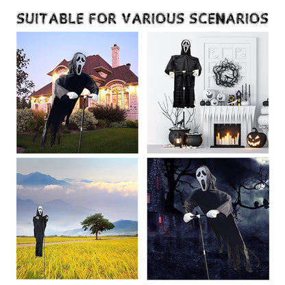 Scary Halloween Ghost Robe Costume with Crow Prop – Horror Phantom Cloak Dress for Men, Women & Cosplay