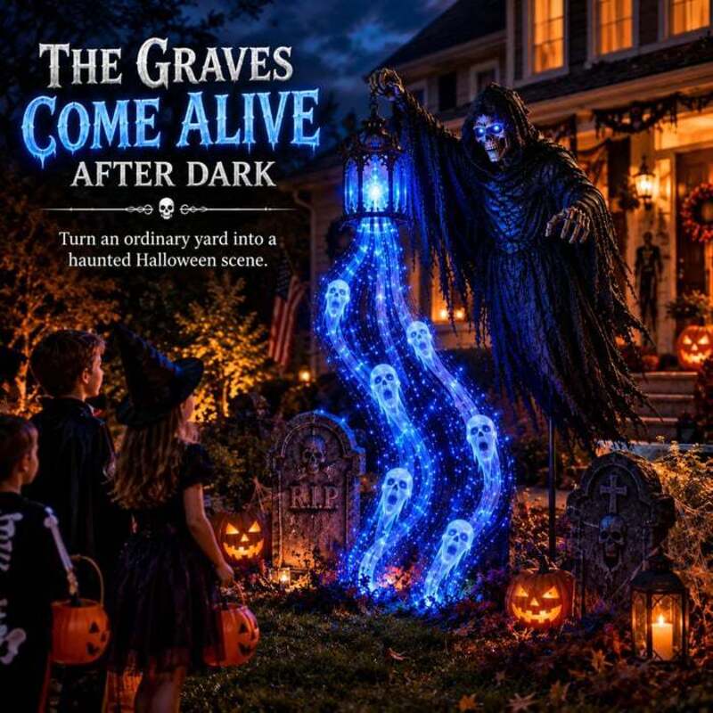 Grim Reaper Animated Garden Light – Halloween Yard Decor
