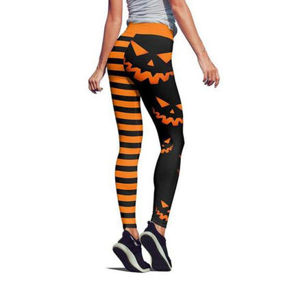 Halloween Pumpkin Print Leggings for Women