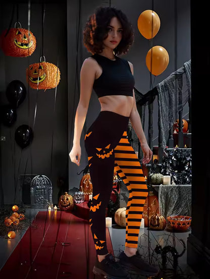Halloween Pumpkin Print Leggings for Women