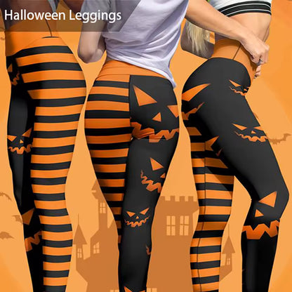 Halloween Pumpkin Print Leggings for Women
