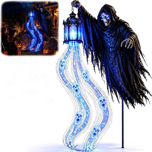 Grim Reaper Animated Garden Light – Halloween Yard Decor