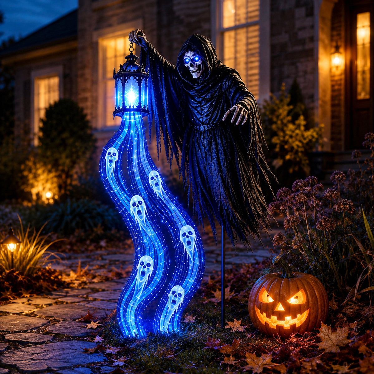 Grim Reaper Animated Garden Light – Halloween Yard Decor