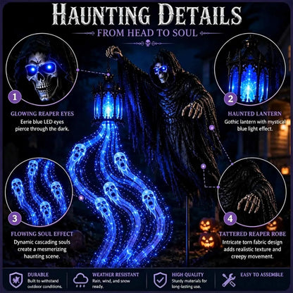 Grim Reaper Animated Garden Light – Halloween Yard Decor