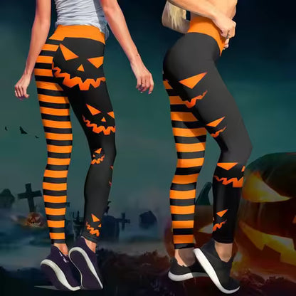 Halloween Pumpkin Print Leggings for Women