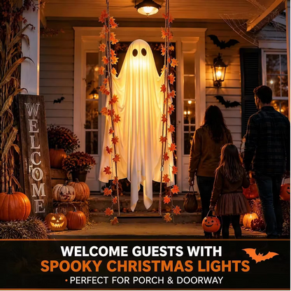 LED Luminous Hanging Swinging Ghost – Adjustable Brightness, Remote Control Halloween Yard Flying Ghost Decoration