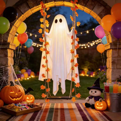 LED Luminous Hanging Swinging Ghost – Adjustable Brightness, Remote Control Halloween Yard Flying Ghost Decoration